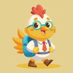 Cartoon drawing chicken wearing glasses backpack 1166763 5227